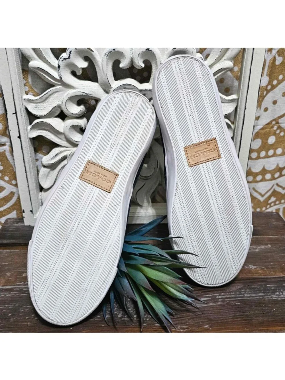 Coach Navy Allegra Signature C Slip On Sneakers Casual Preppy Shoes Size 6B